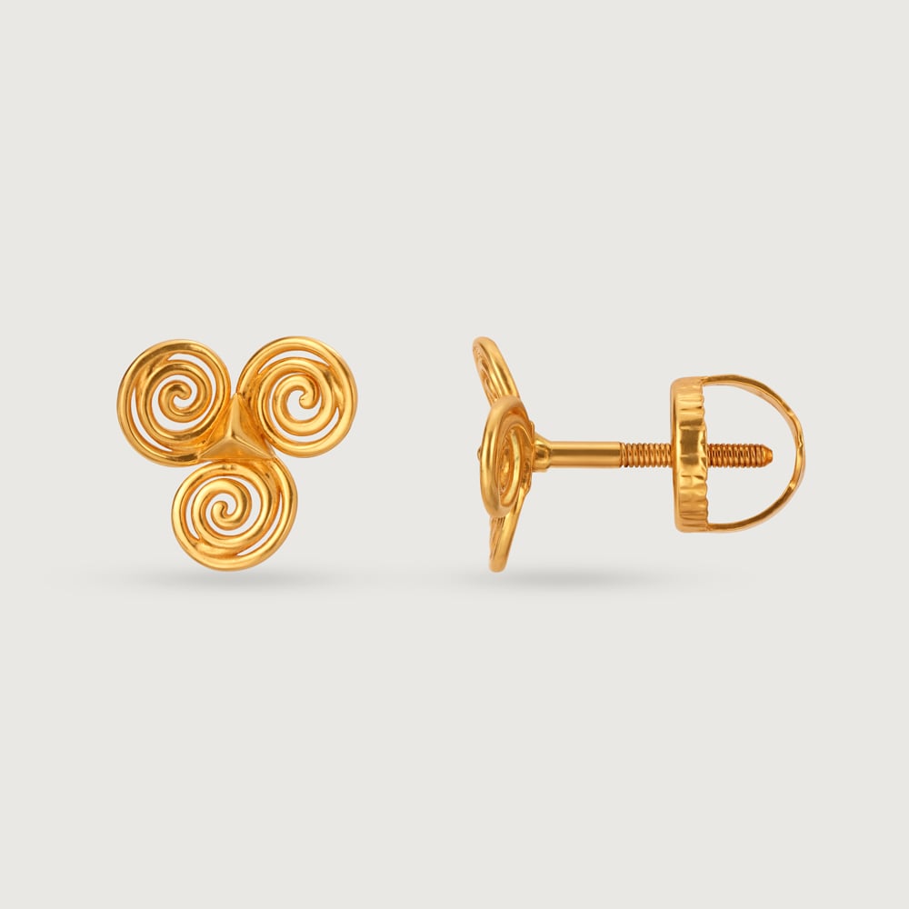 Spiral Glow 22KT Gold Stud Earrings,,hi-res image number null