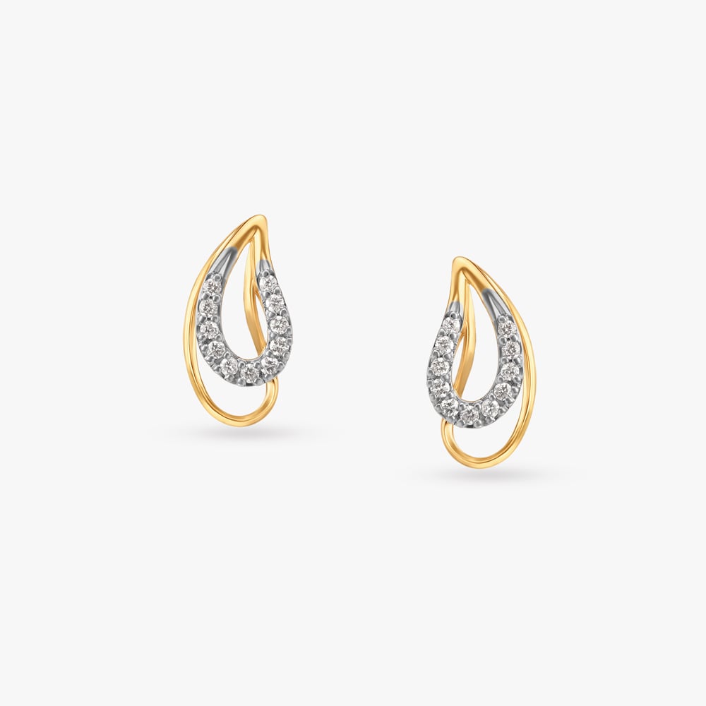 Sparkling Diamond and Gold Drop Earrings