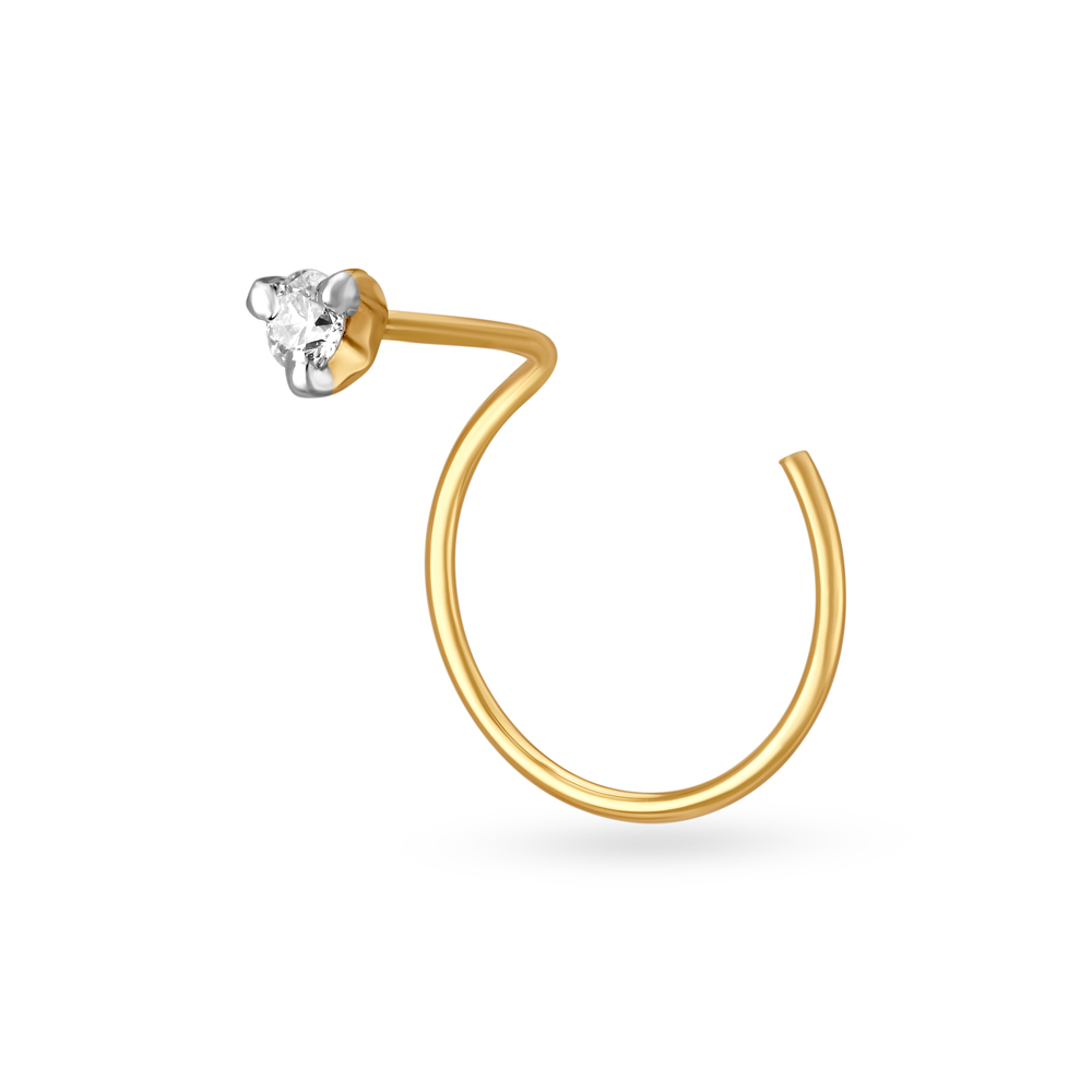 Classy Gold and Diamond Nose Pin,,hi-res image number null