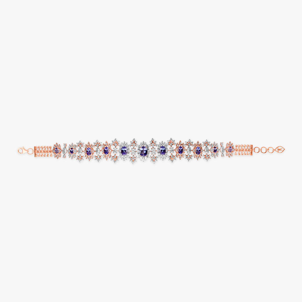 Striking Florals Diamond and Tanzanite Bracelet,,hi-res image number null