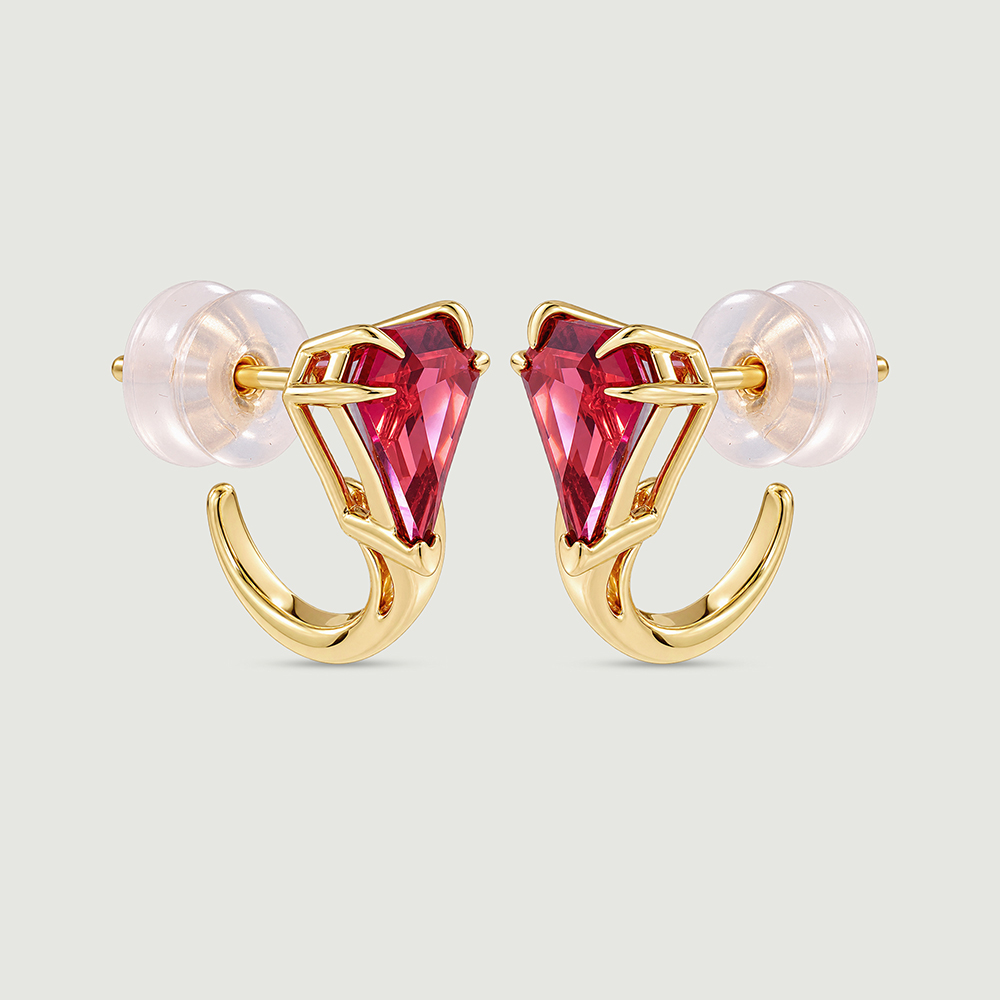 Sculptural Radiant Pink Garnet Hoop Earrings,,hi-res image number null