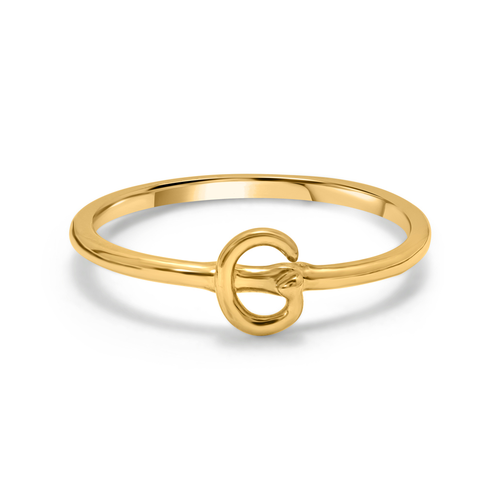 Letter G 14KT Yellow Gold Initial Ring,,hi-res image number null