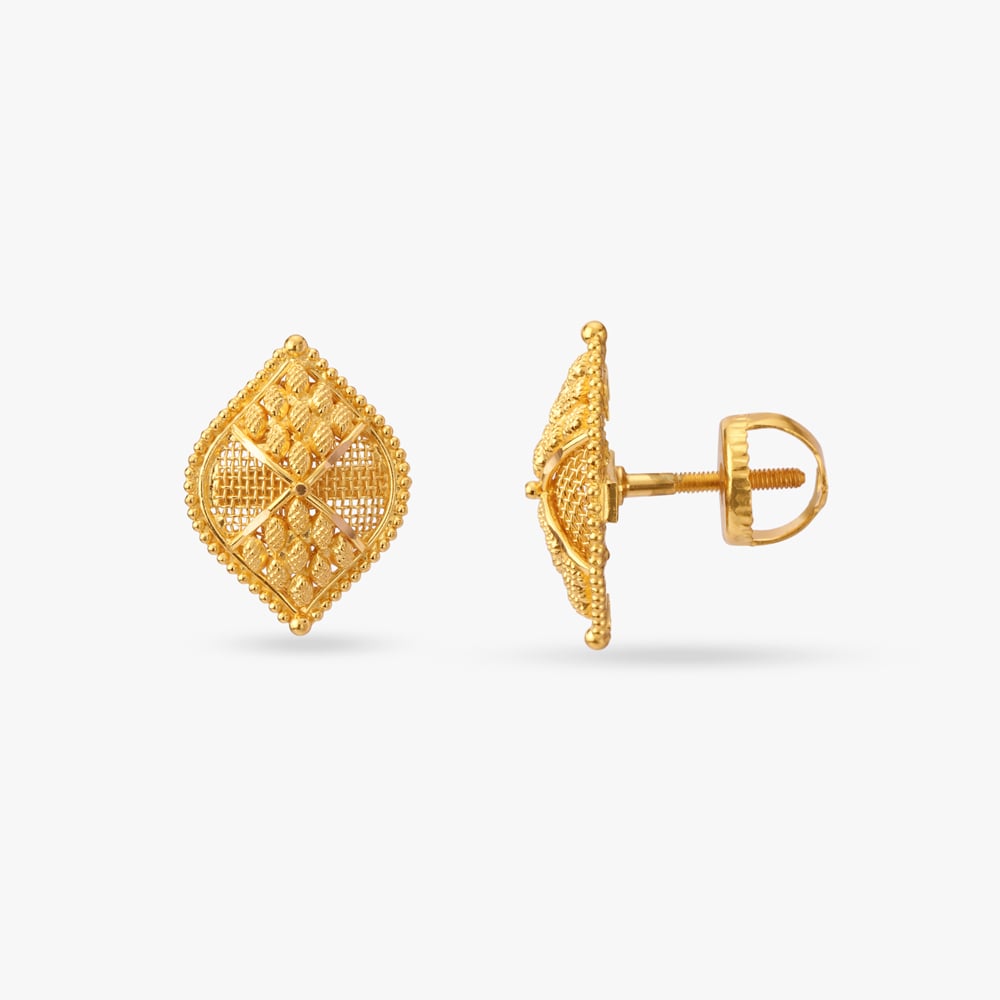 Enigma Gold Stud Earrings,,hi-res image number null