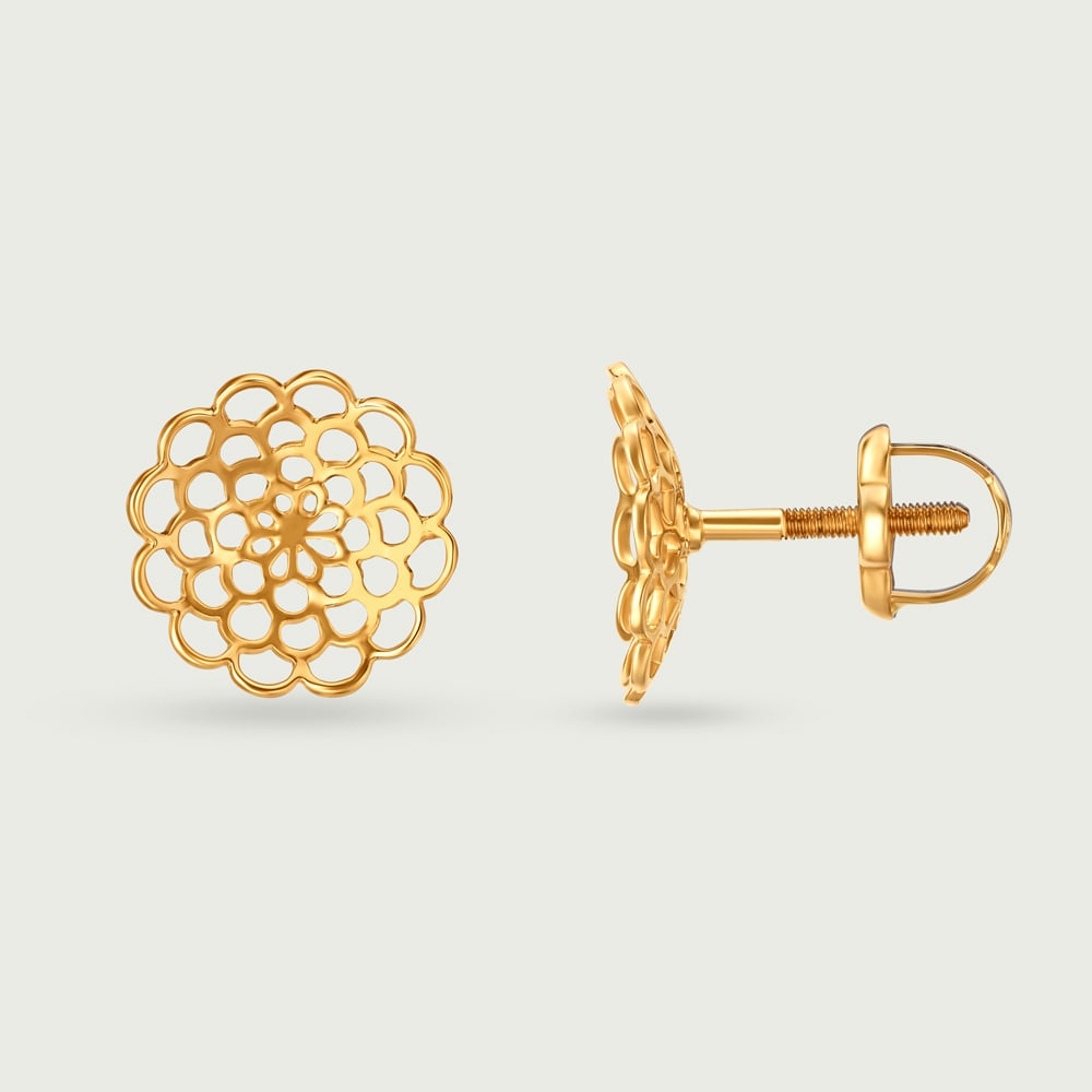 14KT Golden Flora Stud Earrings,,hi-res image number null