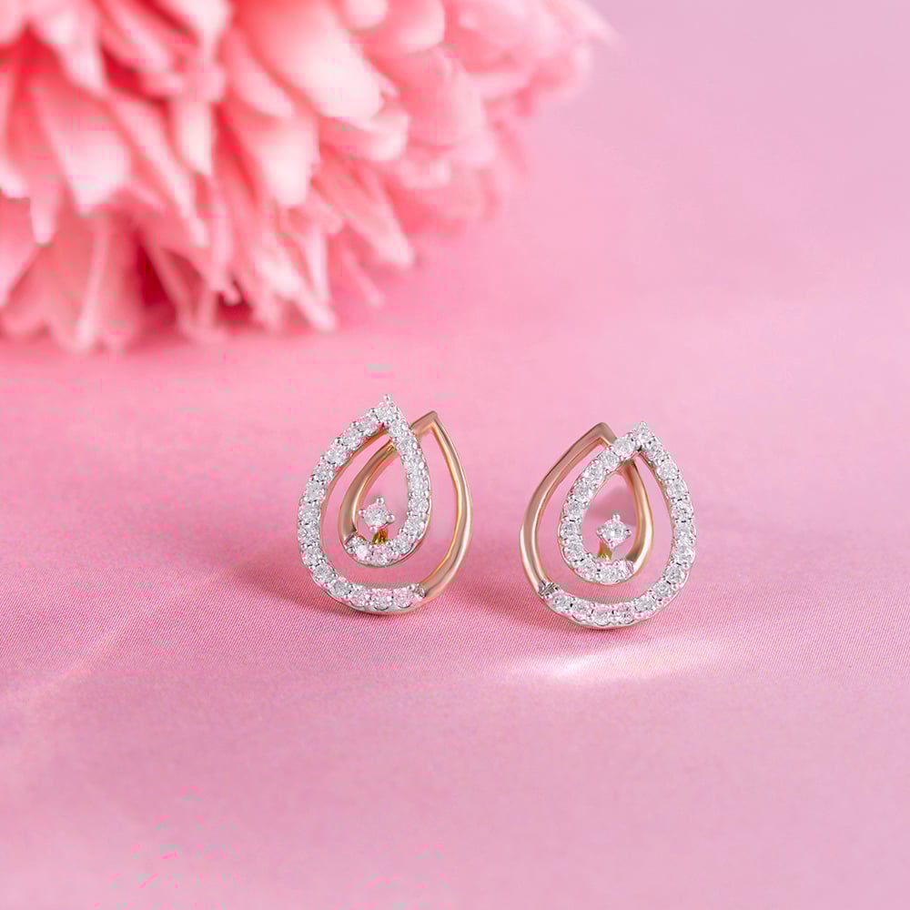 Classic Rose Gold & Diamond Studs Earrings,,hi-res image number null