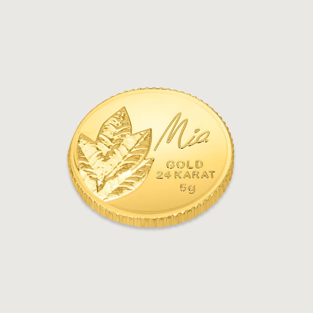 5 GM 24 Karat Mango Leaf Gold Coin,,hi-res image number null