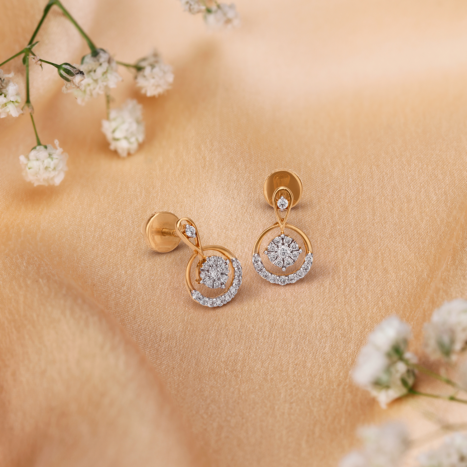 Ethereal 18 Karat Rose Gold And Diamond Floral Studs