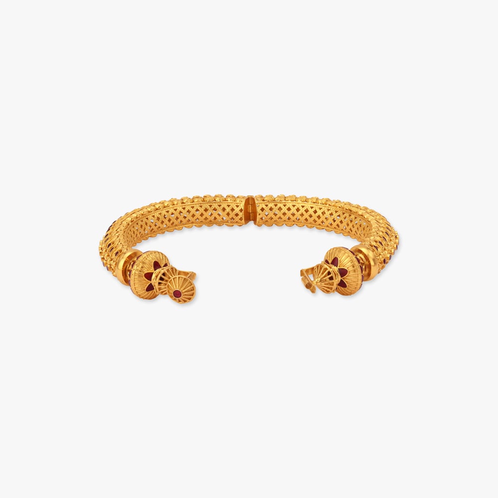 Paisley Pratha Solid Bala Gold Bangles,,hi-res image number null