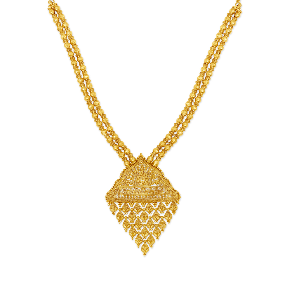Resplendent 22 Karat Yellow Gold Filigree Necklace And Earrings Set,,hi-res image number null