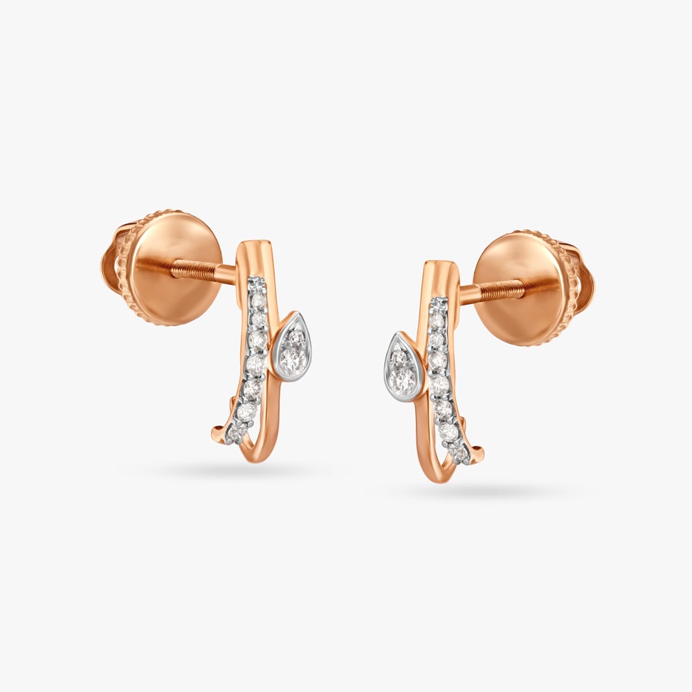 

Leaf Embrace Diamond Double Stud Earrings