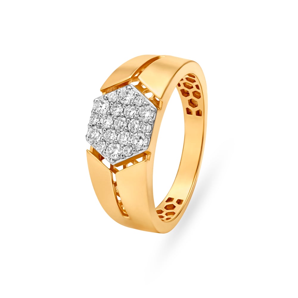 Gleaming Textured Gold Ring for Men