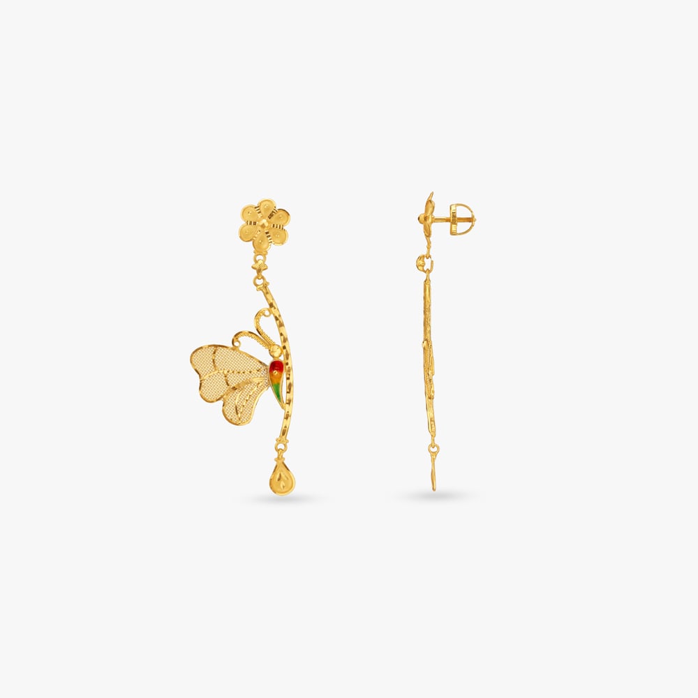 Butterfly Bloom Gold Drop Earrings,,hi-res image number null