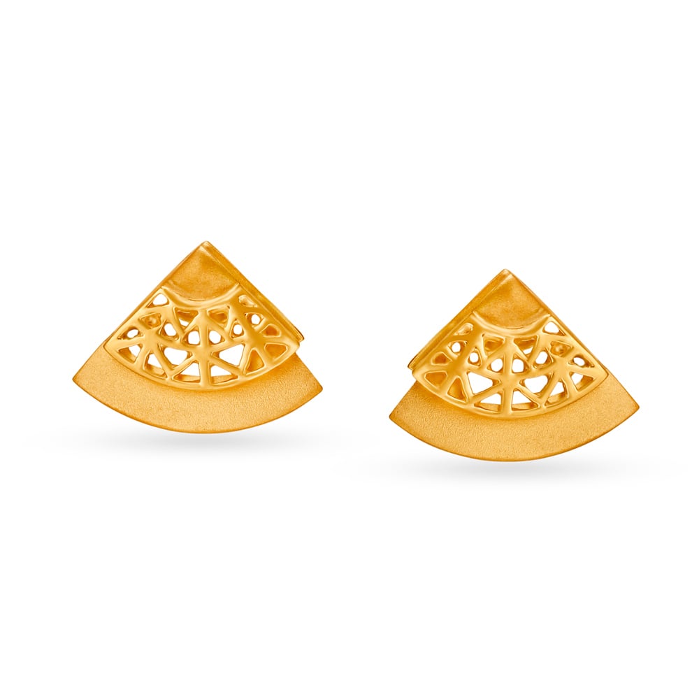 Geometric Matte Gold Stud Earrings,,hi-res image number null