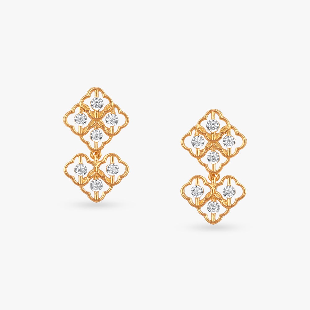 

Clover Charm Diamond Drop Earrings