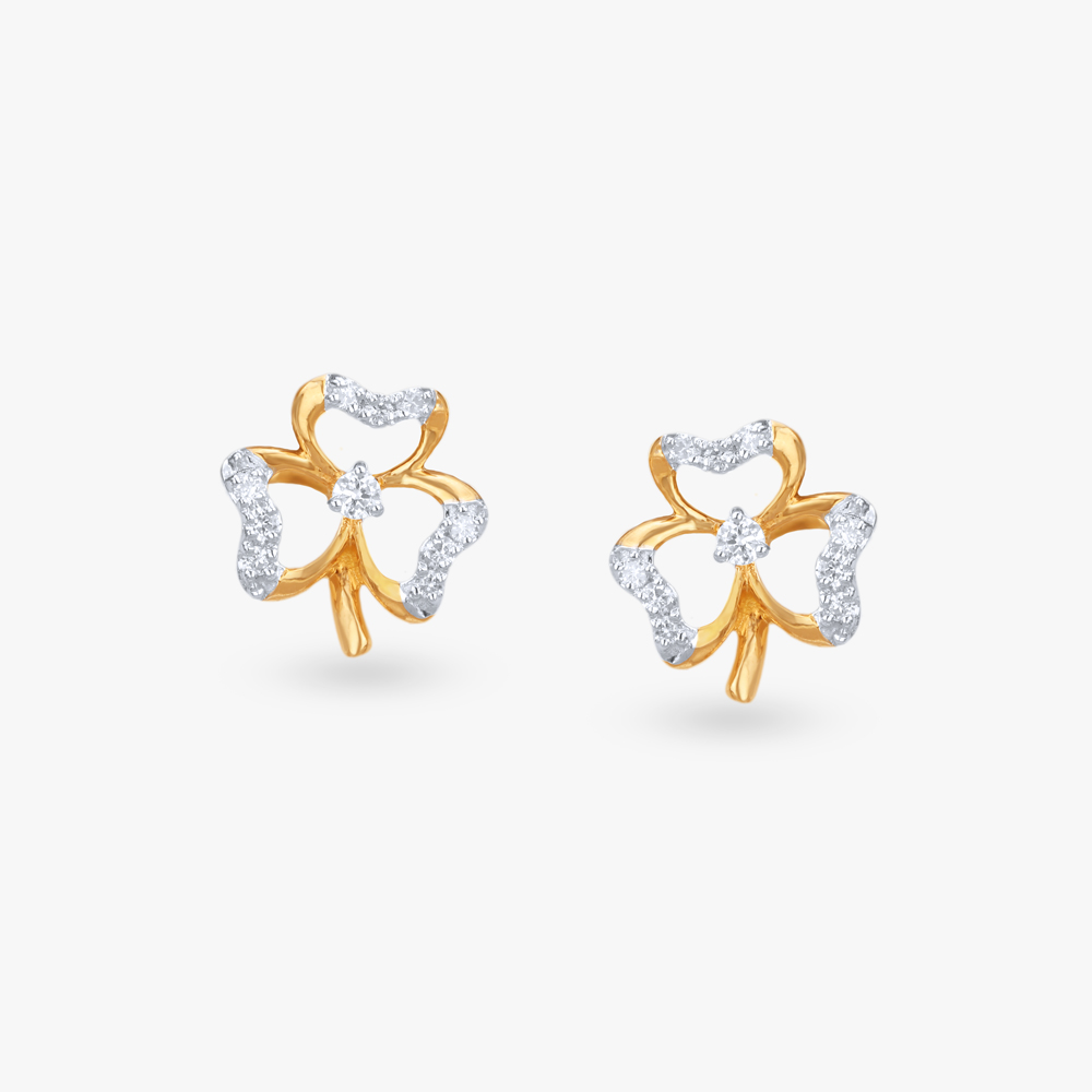 Lucky Clover Diamond Pendant and Earrings set for Kids,,hi-res image number null