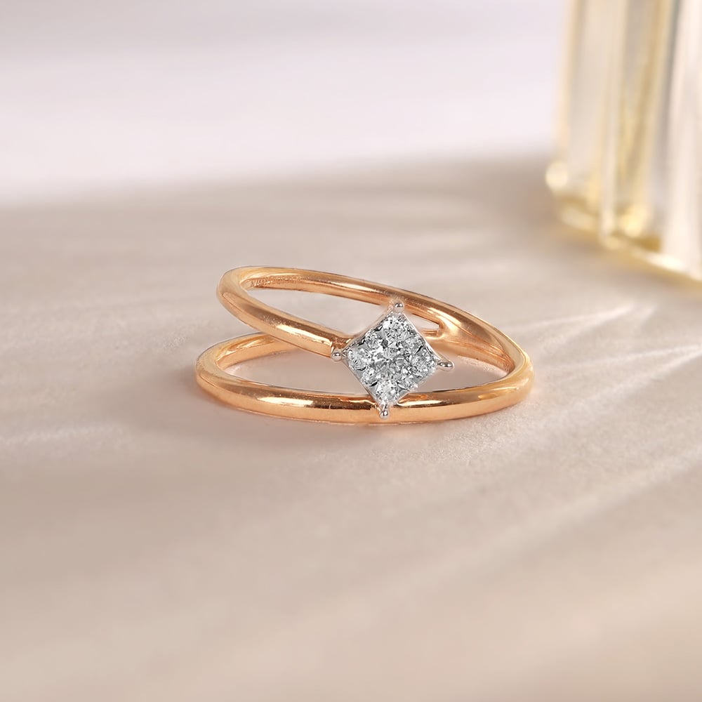 Sleek Chic Gold & Diamond Finger Ring,,hi-res image number null
