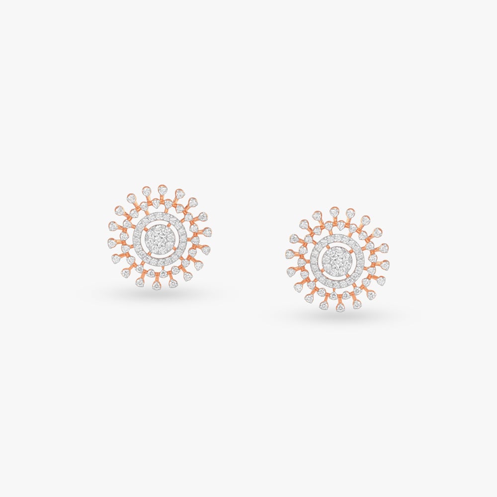 Solar Crown Diamond Stud Earrings,,hi-res image number null