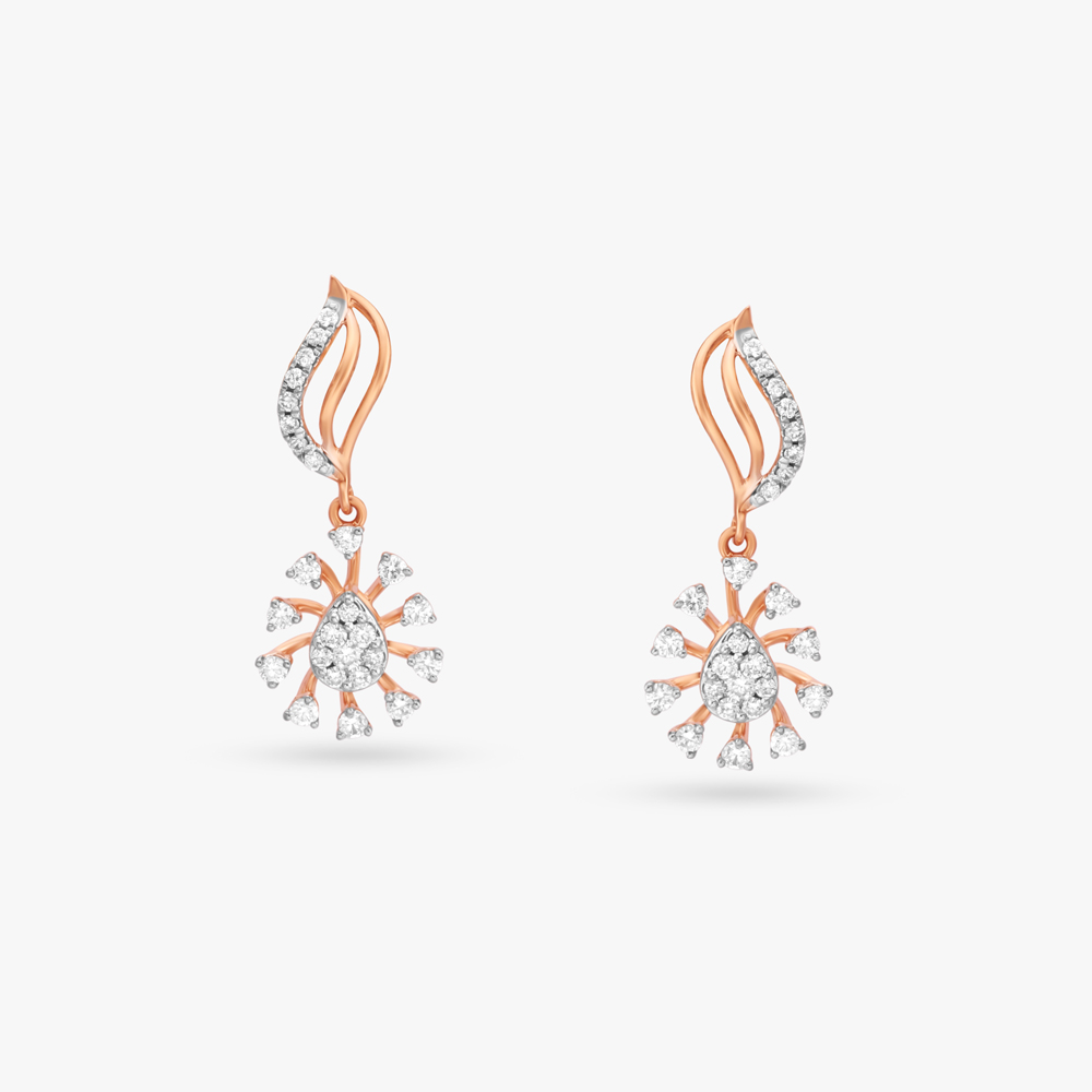 Botanical Diamond Drop Earrings,,hi-res image number null