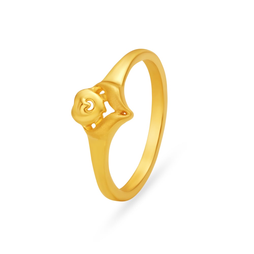 Adorable Heart Gold Finger Ring For Kids