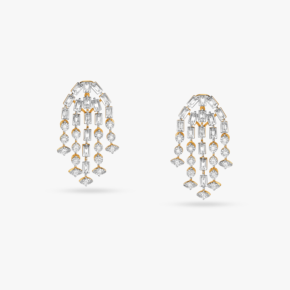 Sleek Cascade Diamond Pendant and Earrings Set,,hi-res image number null