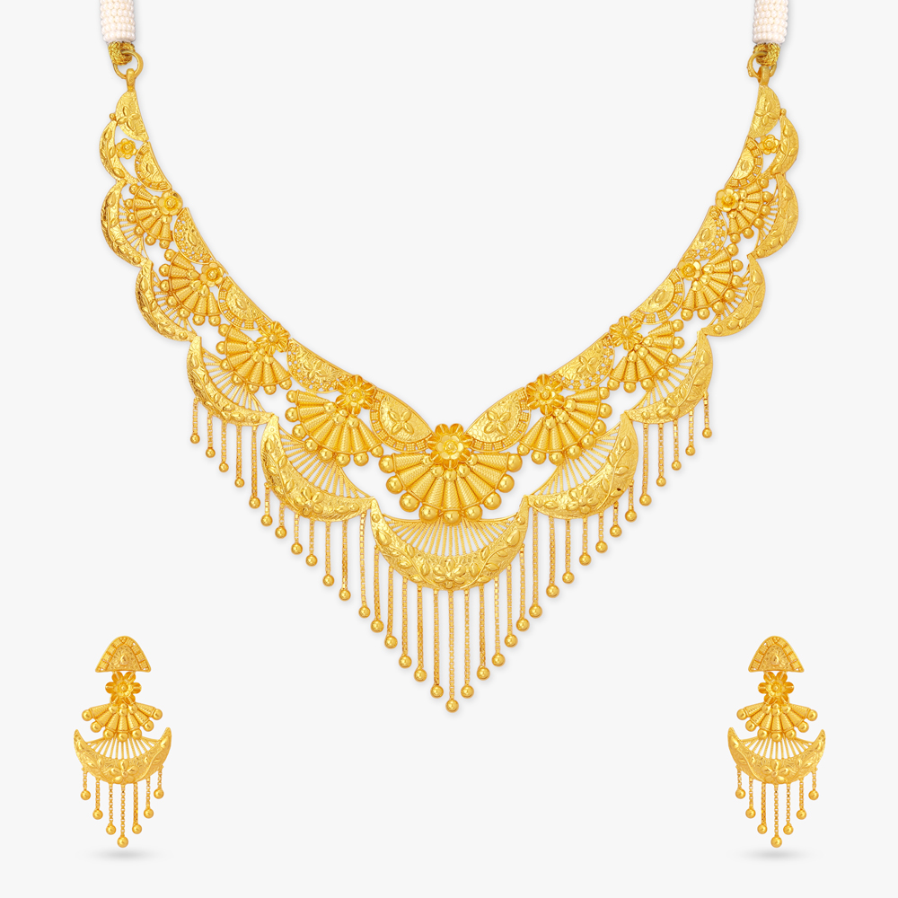 Plume Frame Gold Necklace Set,,hi-res image number null