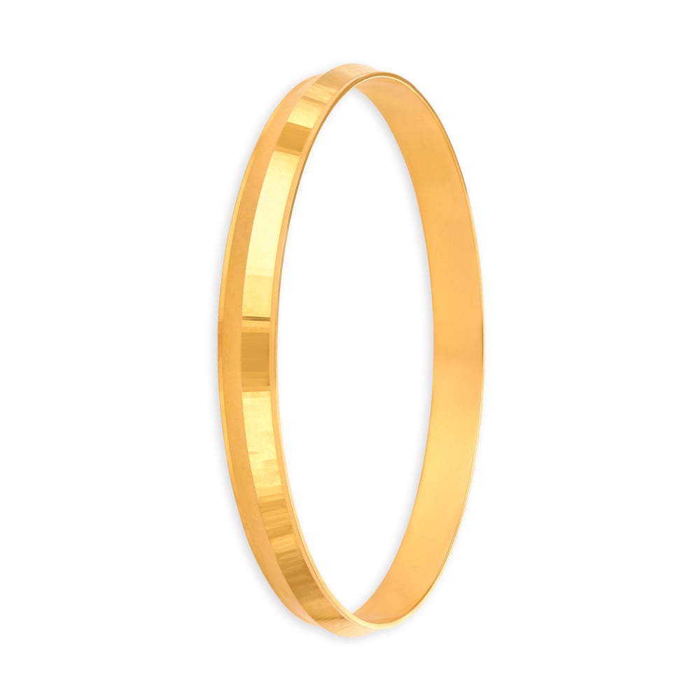 Minimalist Yellow Gold Ridged Kada,,hi-res image number null