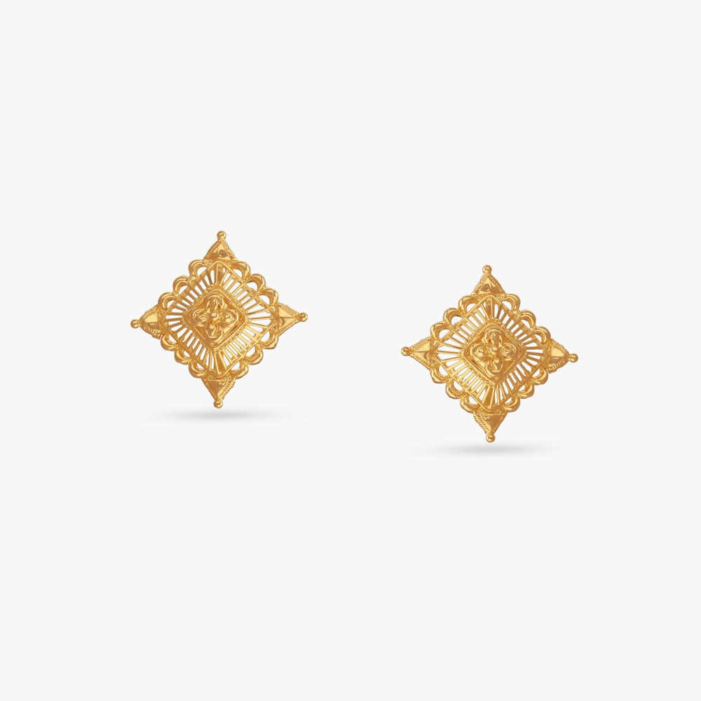 

Radiant Rhombus Gold Stud Earrings