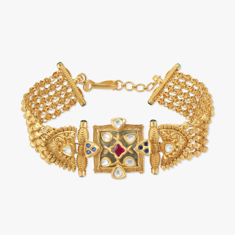 Bedazzling Kundan Inlay Work Bracelet,,hi-res image number null