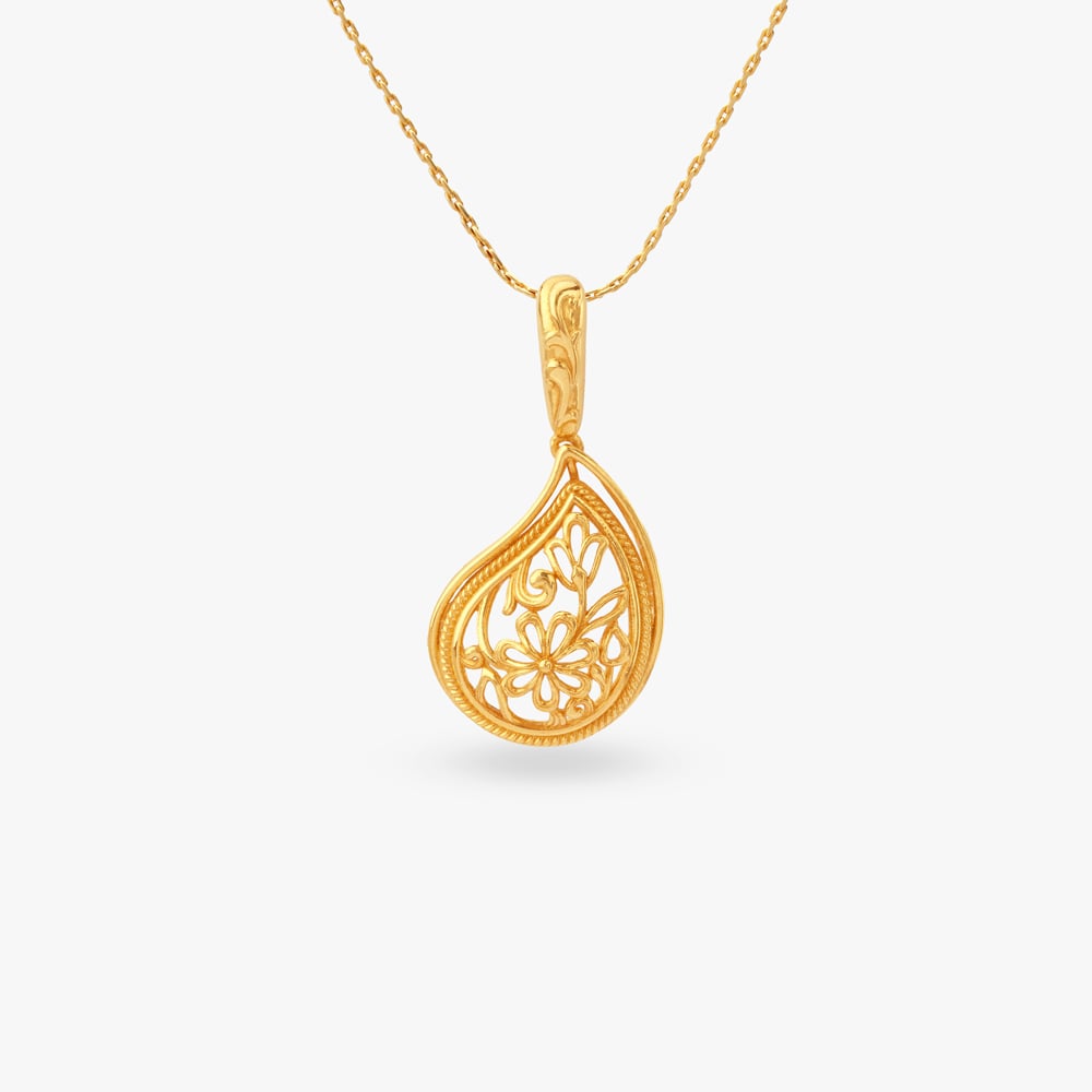 Radiant Paisley Gold Pendant,,hi-res image number null