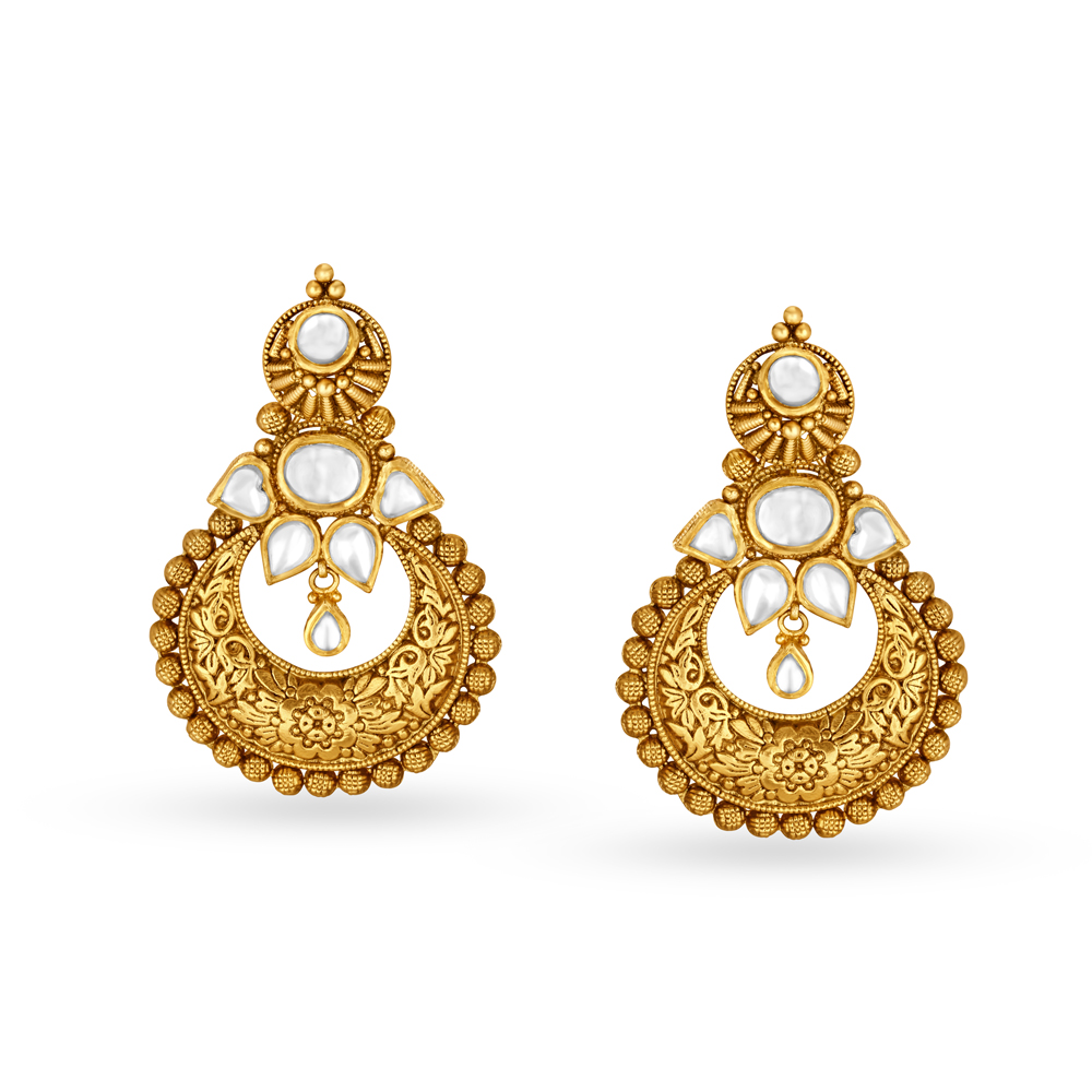 Royal 22 Karat Yellow Gold And Stone Earrings