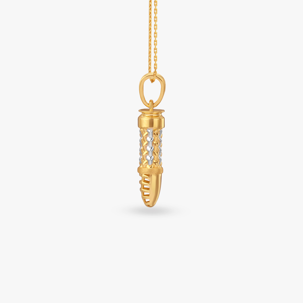 Lattice Bullet Gold Pendant For Men,,hi-res image number null
