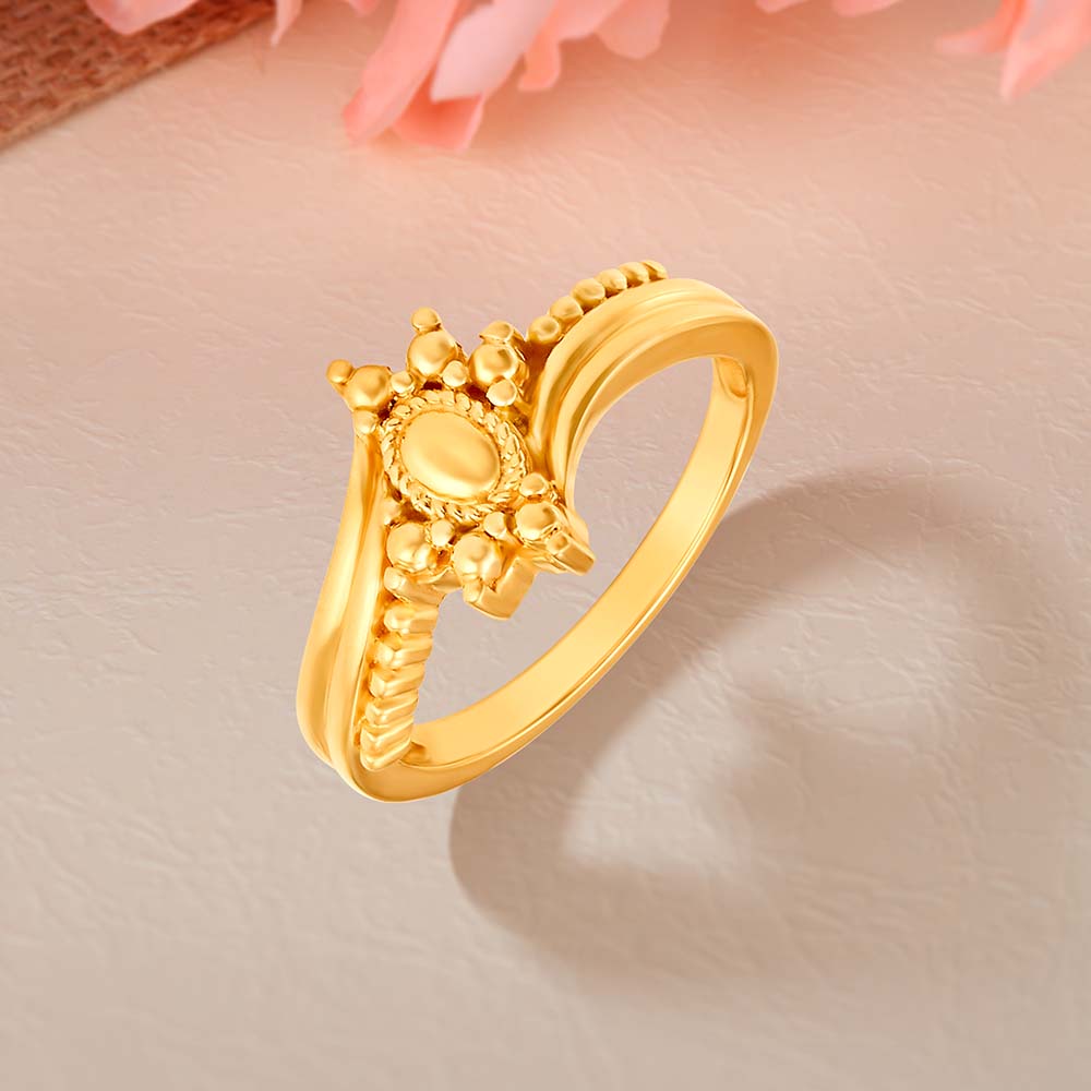 Alluring 22 Karat Gold Beaded Finger Ring