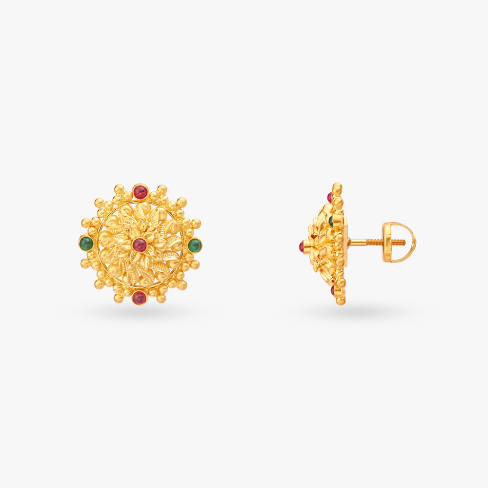 Antique Gold Stud Earrings,,hi-res image number null