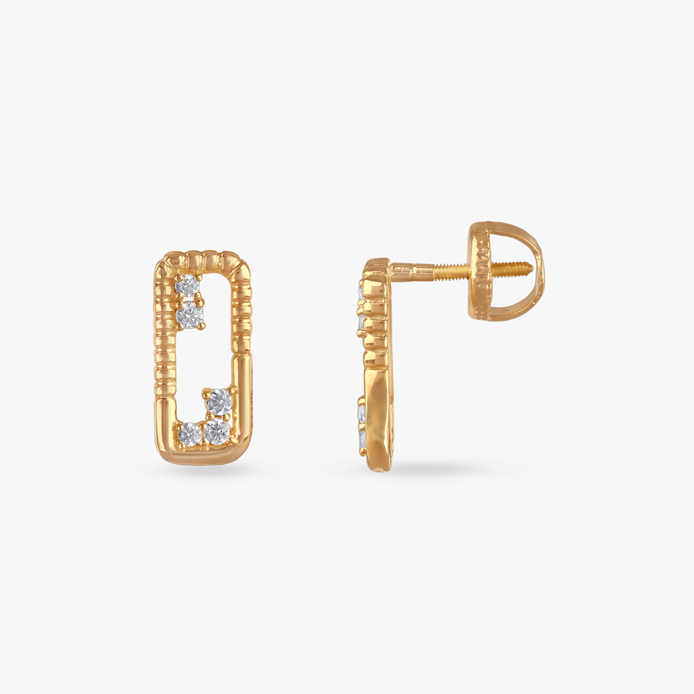 

Grid Gleam Gold Stud Earrings