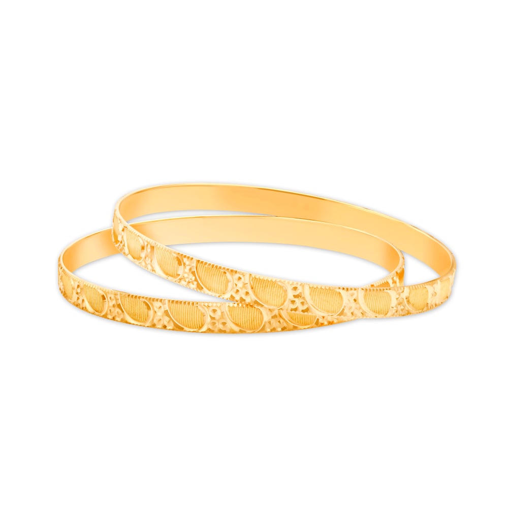 Cultured Yellow Gold Carved Bangles,,hi-res image number null