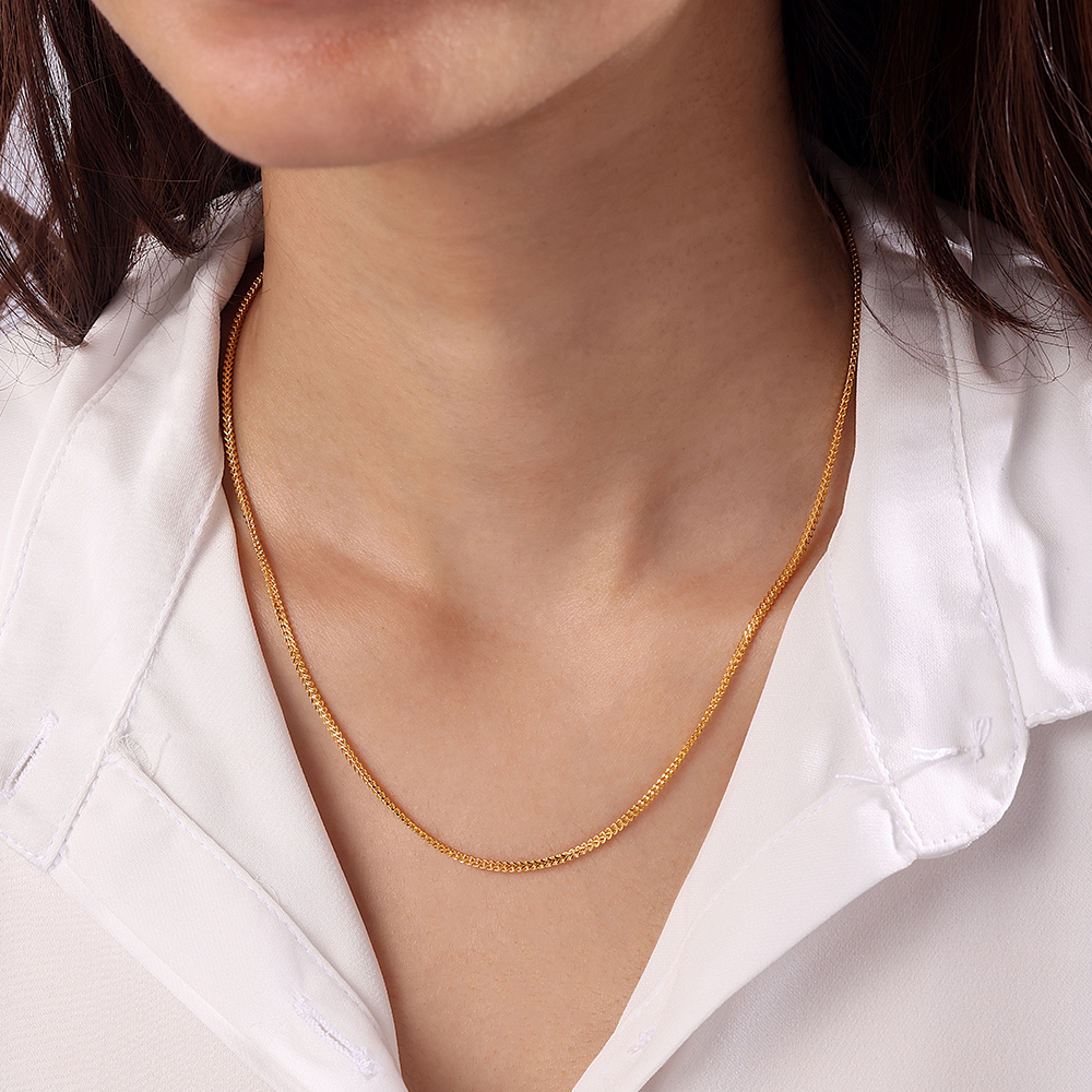 22KT Yellow Gold Effulgent Subtle Heart Carved Motif Gold Chain,,hi-res image number null
