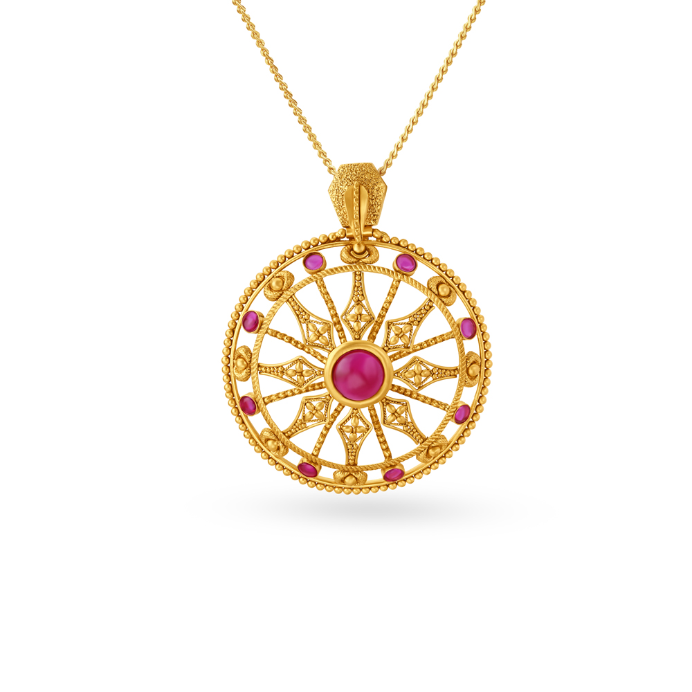 Glamorous Gold Pendant and Earrings Set,,hi-res image number null