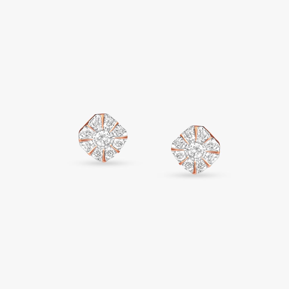 Square Halo Diamond Stud Earrings,,hi-res image number null