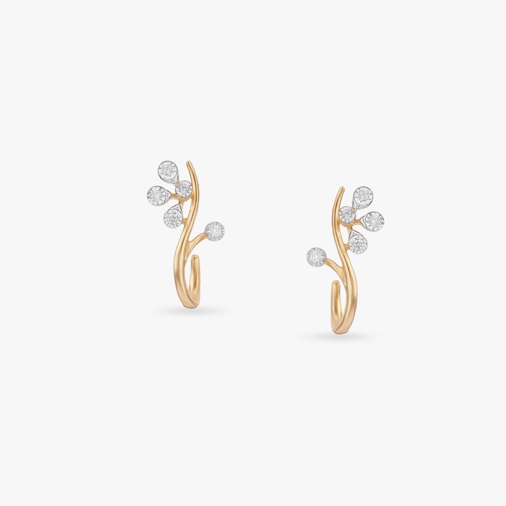 Vine Curve Diamond Hoop Earrings,,hi-res image number null