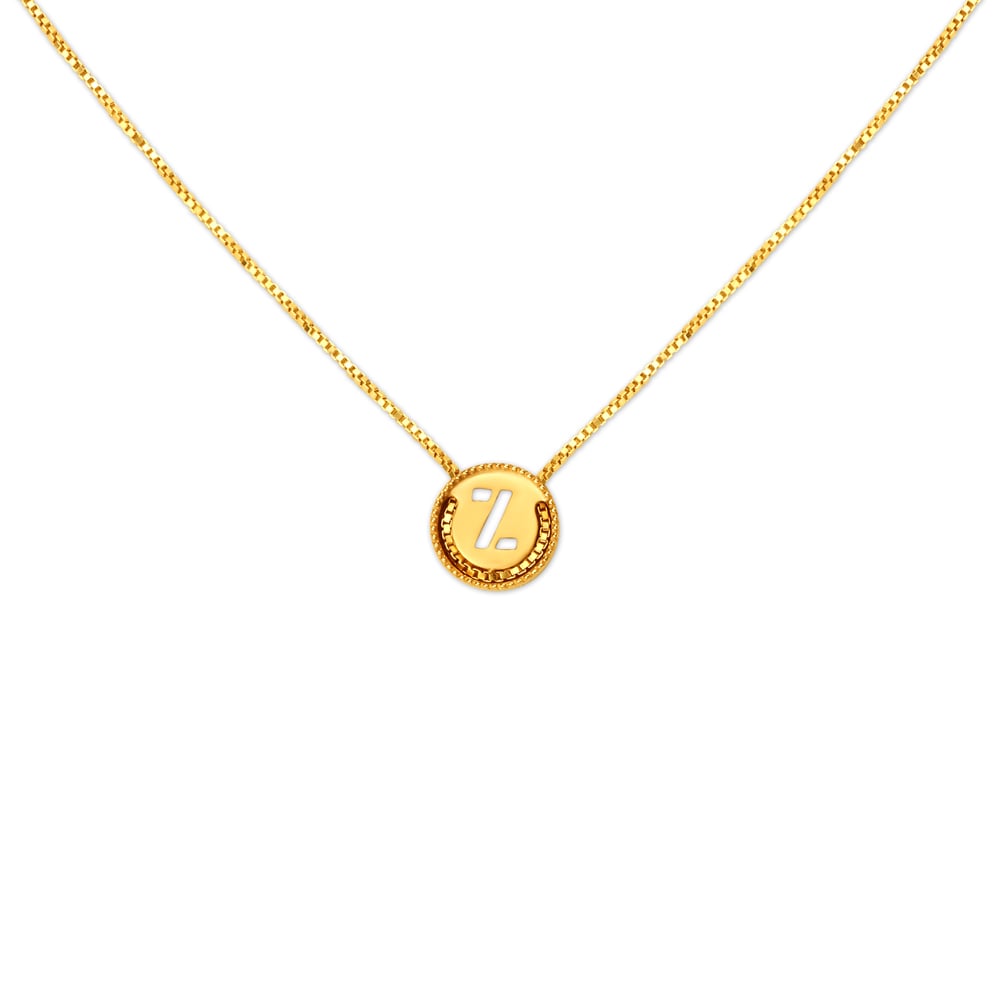Letter Z Gold Pendant with Chain For Kids