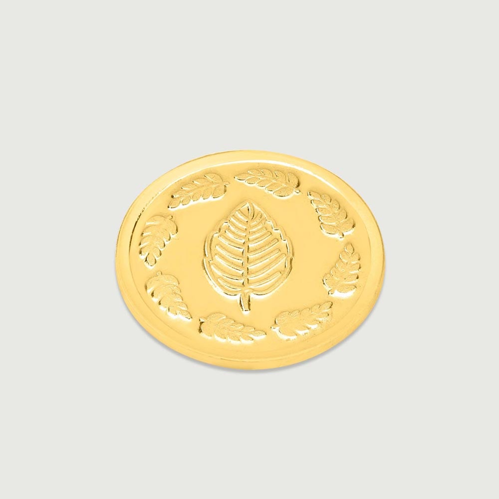 1 GM 24 Karat Tulsi Leaf Gold Coin,,hi-res image number null