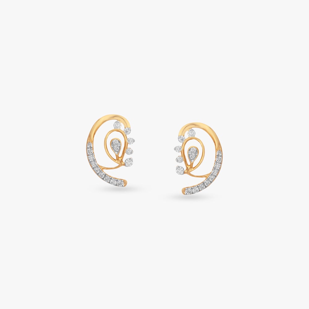 Twirl Bloom Diamond Stud Earrings,,hi-res image number null