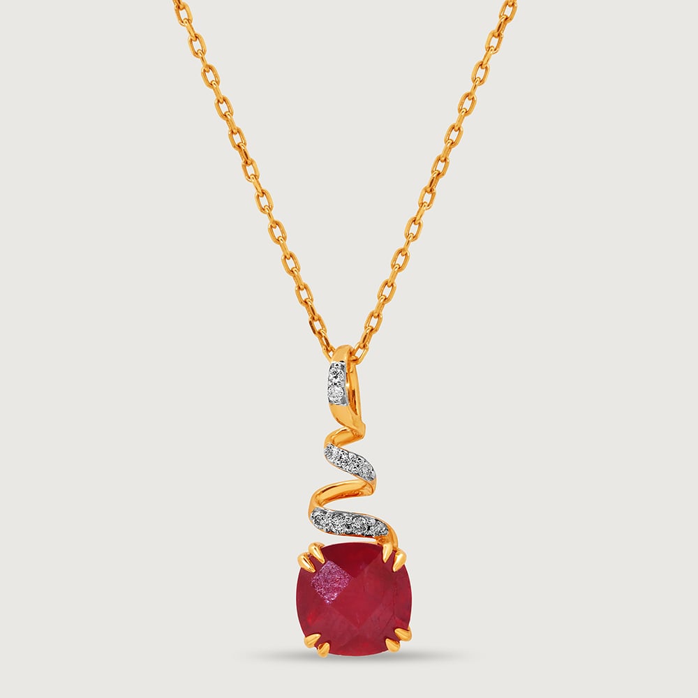 Classically Chic 14KT Ruby & Diamond Pendant,,hi-res image number null