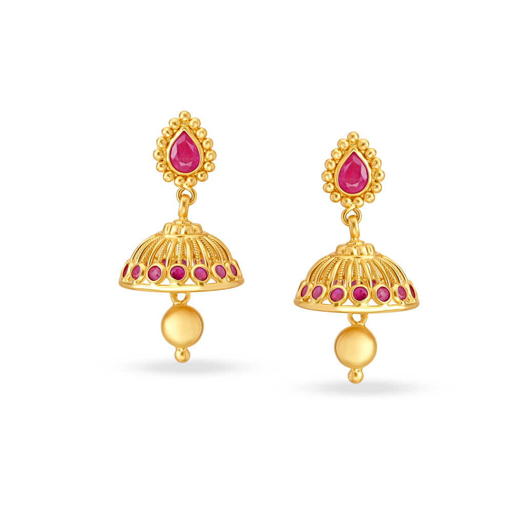Exuberant Gold Jhumka Earrings,,hi-res image number null