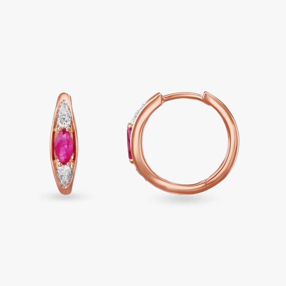 Crimson Glint Diamond Hoop Earrings,,hi-res image number null