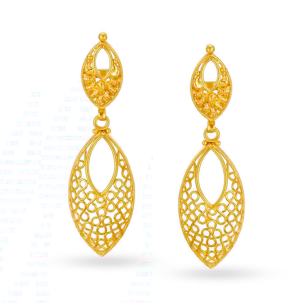 

Surreal Jali Work Gold Drop Earrings