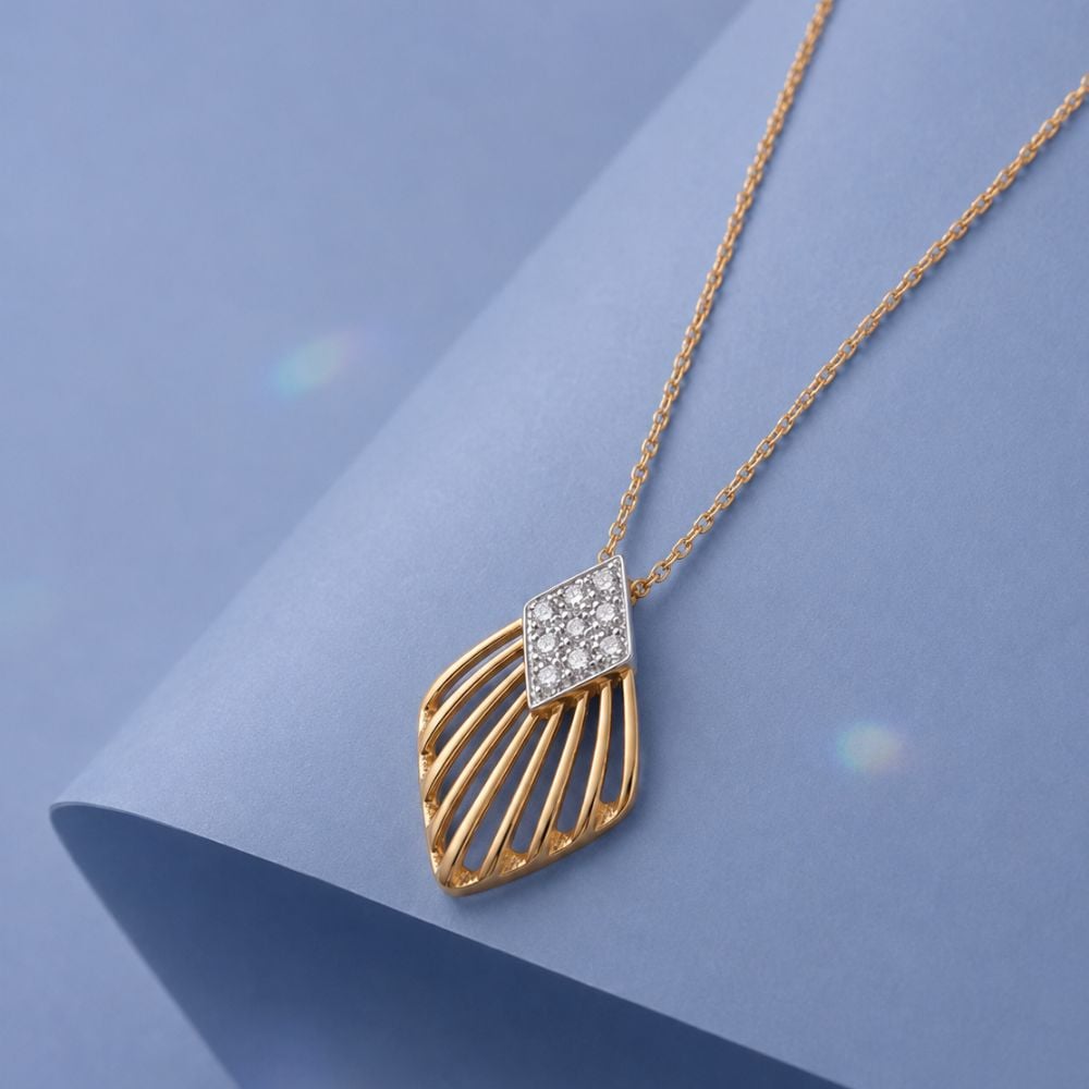 Structured Fan Diamond Pendant,,hi-res image number null