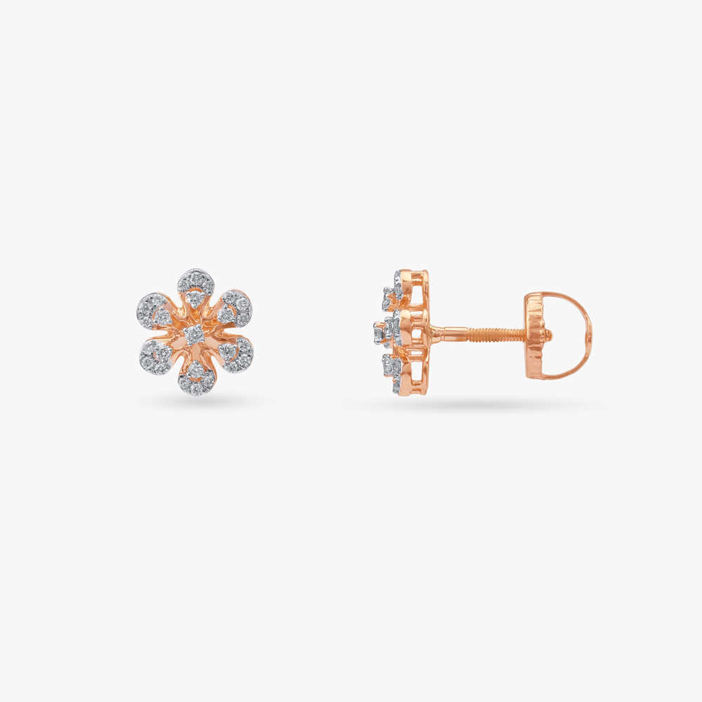 Rosy Blossom Diamond Stud Earrings,,hi-res image number null