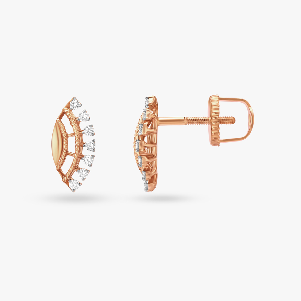 Classy Leaf Diamond Stud Earrings,,hi-res image number null