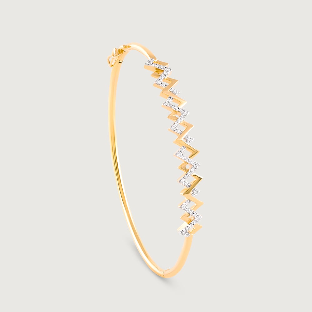Rhythmic Twist Gold & Diamond Bangle,,hi-res image number null